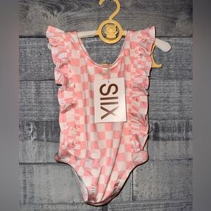 Pink Checkered Ruffle Swimsuit